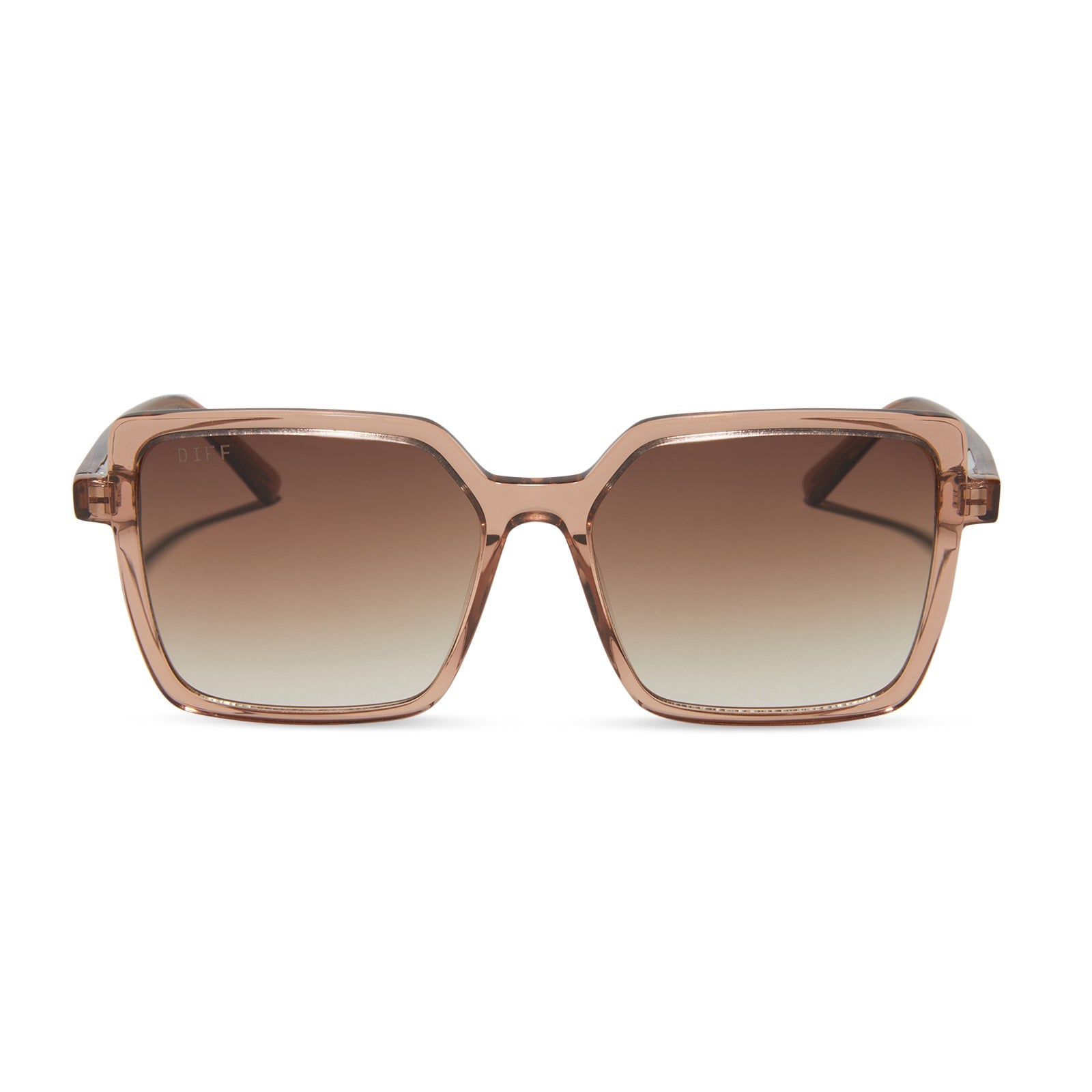 diff eyewear esme oversized square sunglasses with a cafe ole brown acetate frame and brown gradient polarized lenses front view