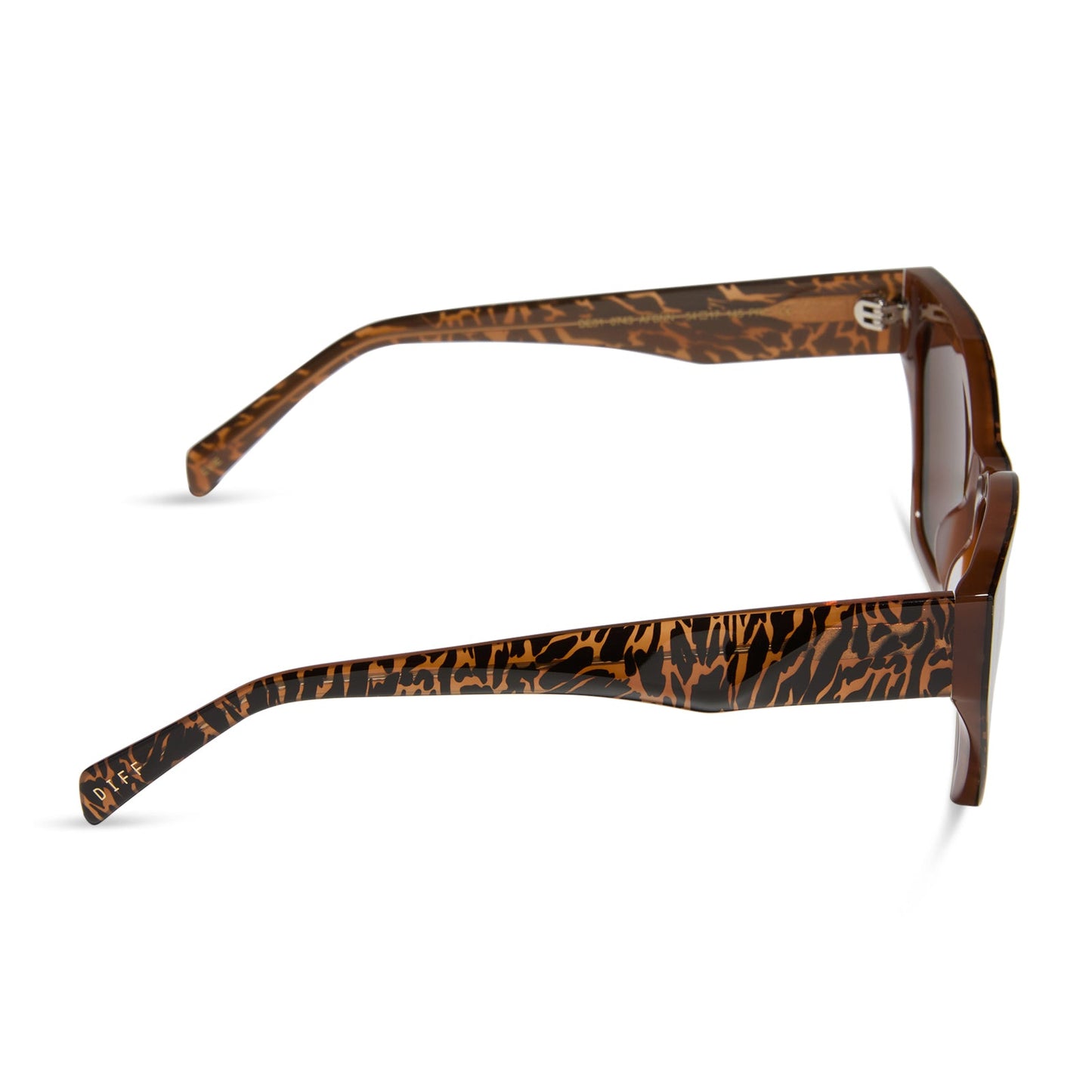 diff eyewear featuring the evie cat eye sunglasses with a animal print frame and brown lenses side view