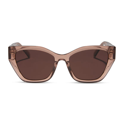 diff eyewear featuring the evie cateye sunglasses with a café ole frame and brown polarized lenses front view