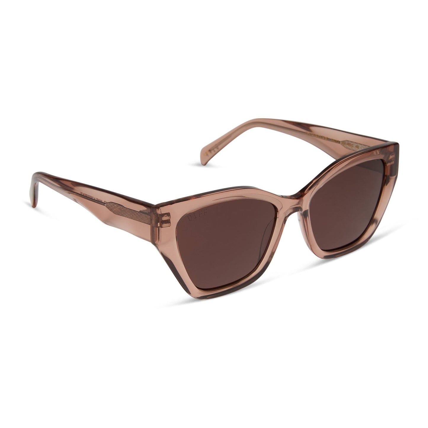diff eyewear featuring the evie cateye sunglasses with a café ole frame and brown polarized lenses angled view