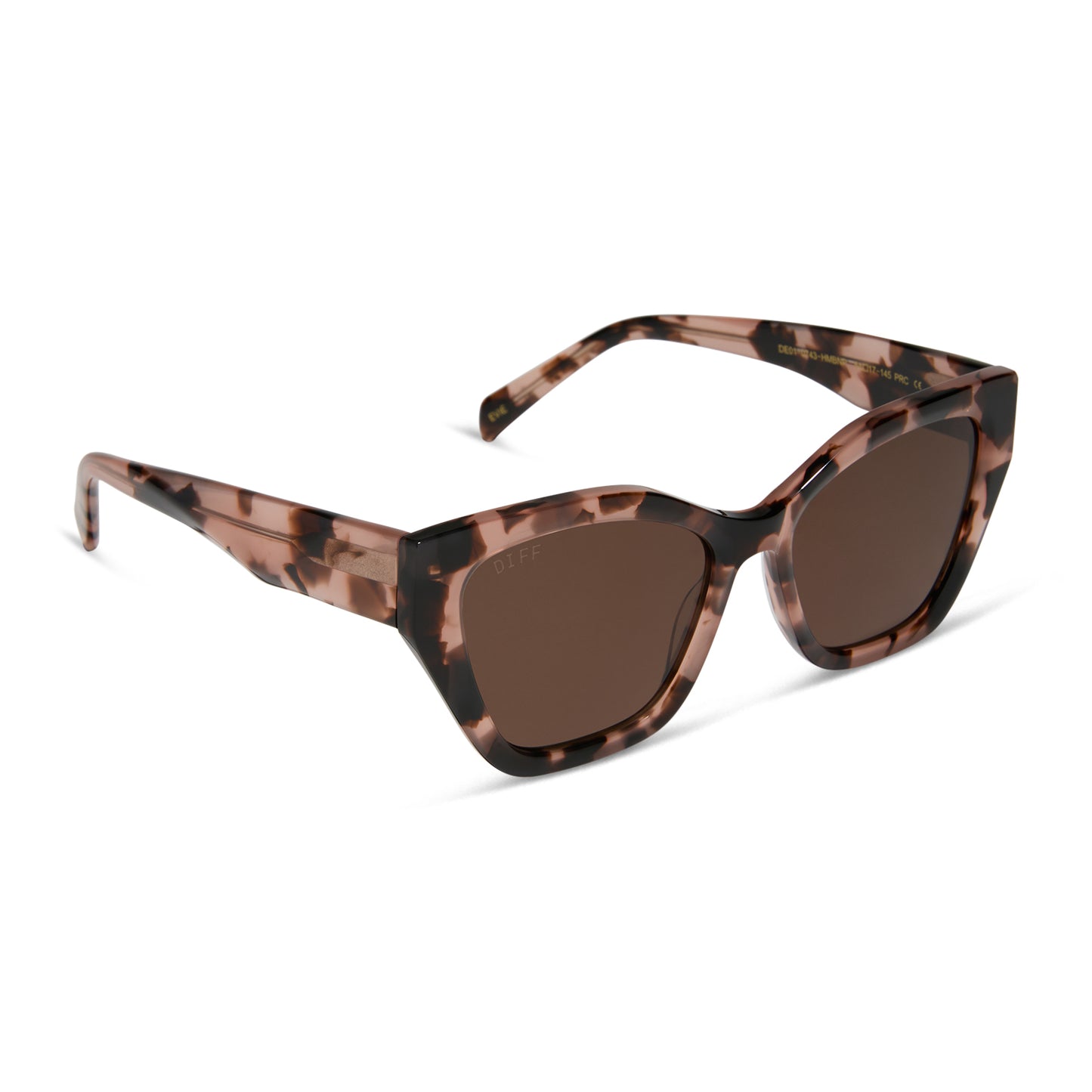 diff eyewear wholesale evie cat eye sunglasses with a himalayan tortoise frame and brown gradient lenses angled view