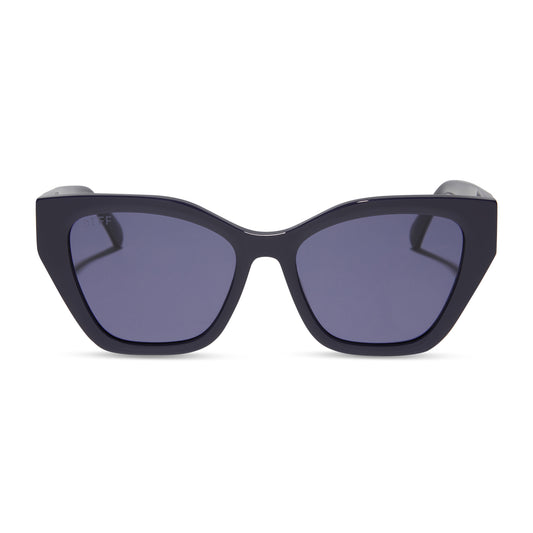 diff eyewear wholesale evie cat eye sunglasses with a royal purple frame and midnight purple/blue lenses front view