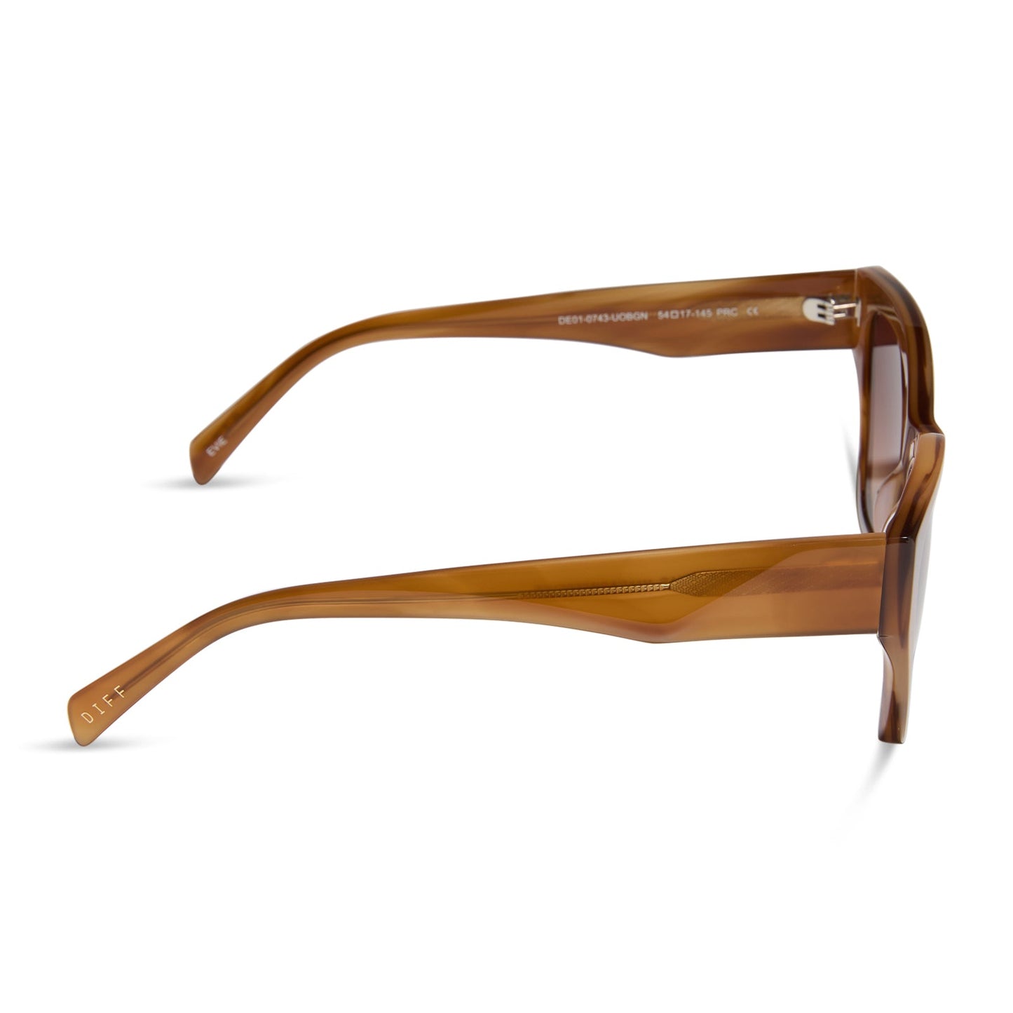 diff eyewear featuring the evie cat eye sunglasses with a tawny brown tortoise frame and brown gradient lenses side view