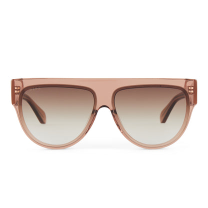 diff eyewear featuring the georgie square sunglasses with a cafe ole frame and brown gradient lenses front view