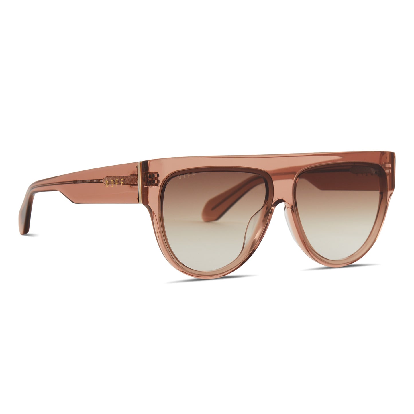 diff eyewear featuring the georgie square sunglasses with a cafe ole frame and brown gradient lenses angled view