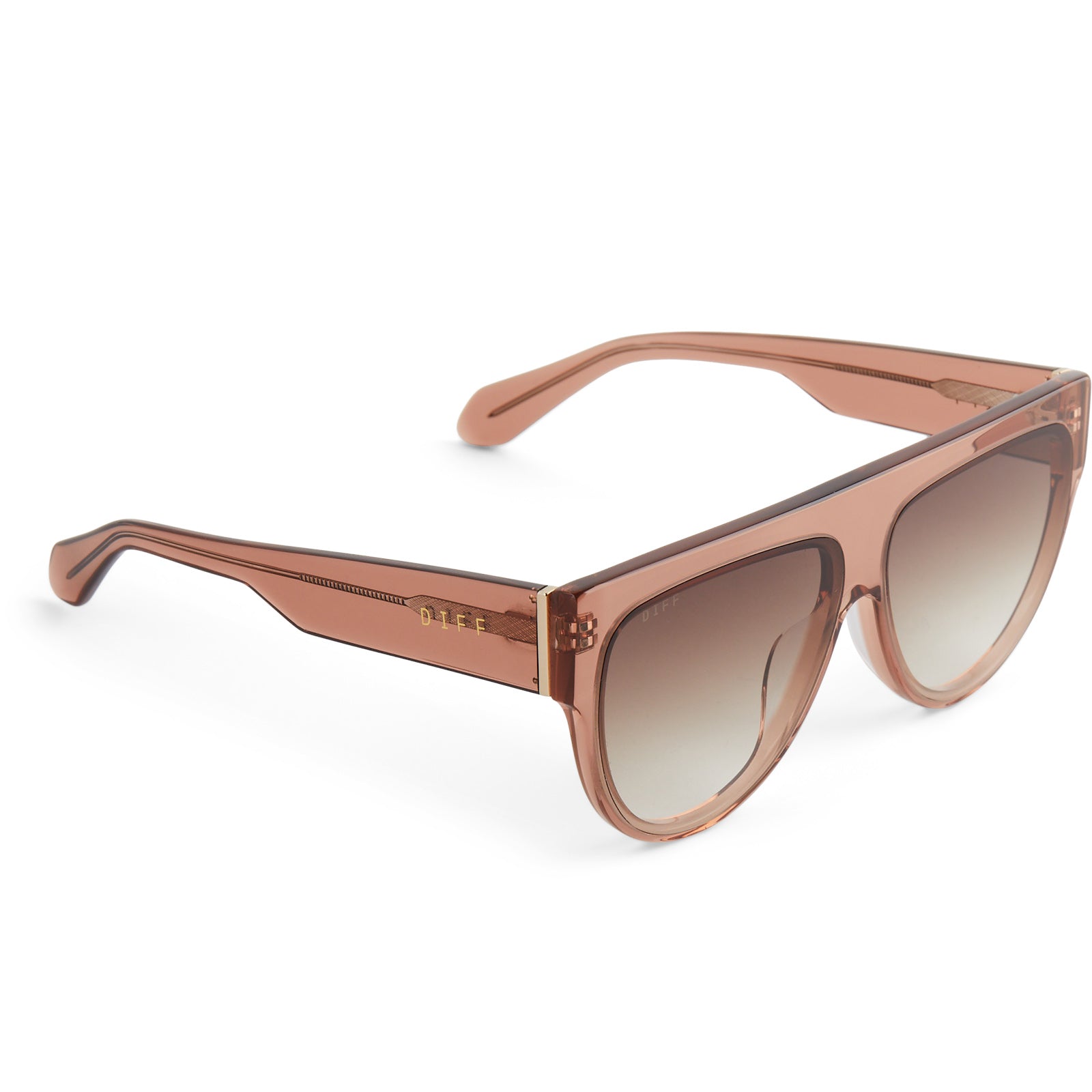 diff eyewear featuring the georgie square sunglasses with a cafe ole frame and brown gradient lenses detailed view