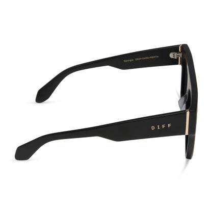 diff eyewear georgie square sunglasses with a matte black frame and red hot summer mirror side view