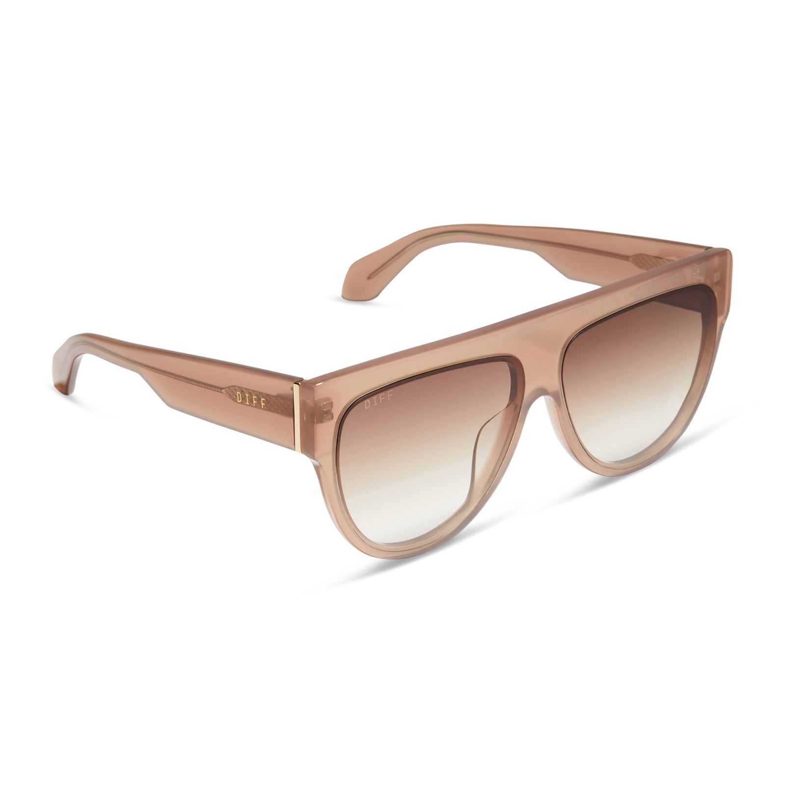 diff eyewear featuring the georgie square sunglasses with a cafe ole frame and brown gradient lenses angled view