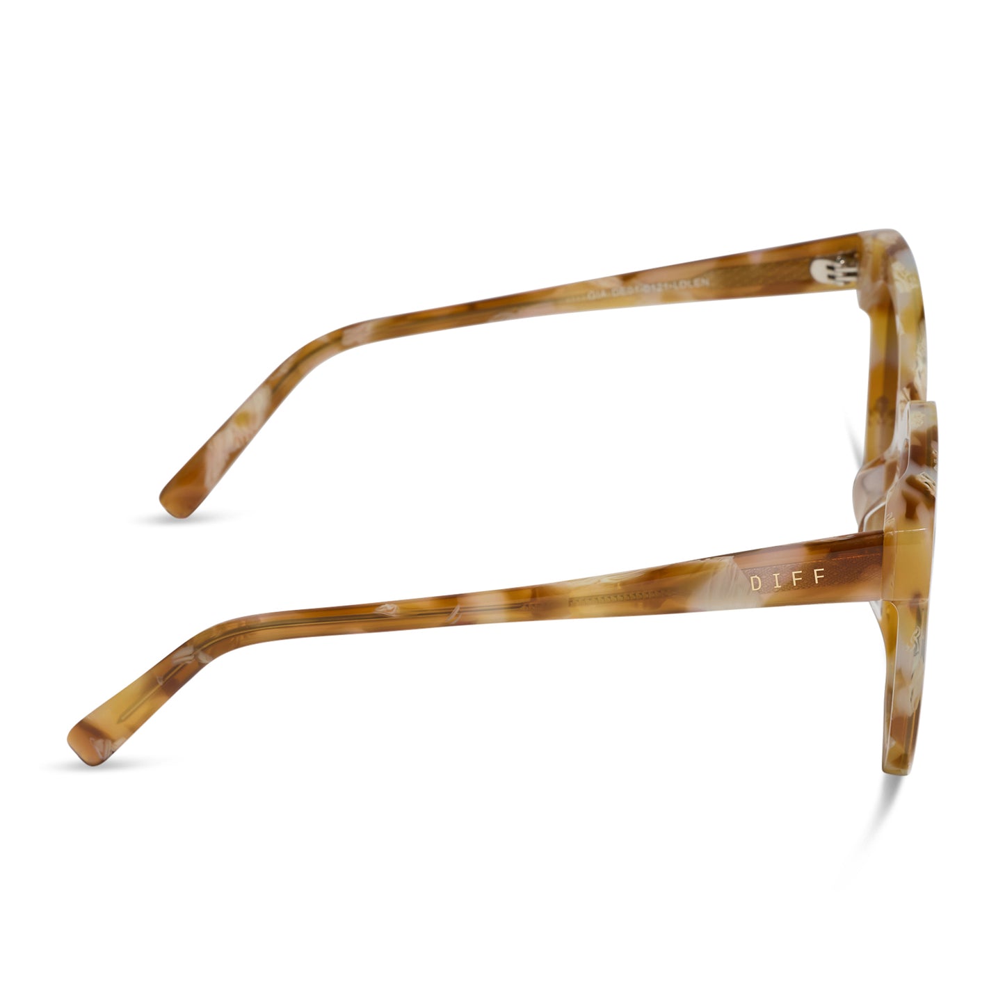 diff eyewear gia square oversized sunglasses with a gilded tortoise acetate frame and brown gradient with light gold flash lenses side view