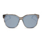 diff eyewear featuring the gia square sunglasses with a smoke marble frame and grey with silver flash lenses front view