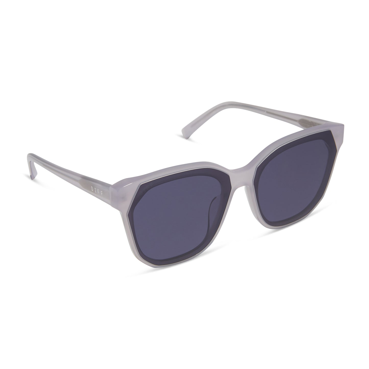 diff eyewear wholesale gia square sunglasses with a thistle light purple frame and lavender mirror lenses angled view