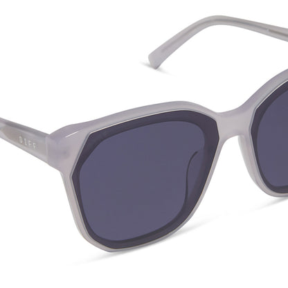 diff eyewear wholesale gia square sunglasses with a thistle light purple frame and lavender mirror lenses detailed view