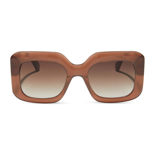 diff eyewear giada oversized square sunglasses with a macchiato brown gradient acetate frame and brown gradient lenses front view