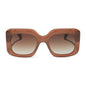 diff eyewear giada oversized square sunglasses with a macchiato brown gradient acetate frame and brown gradient lenses front view