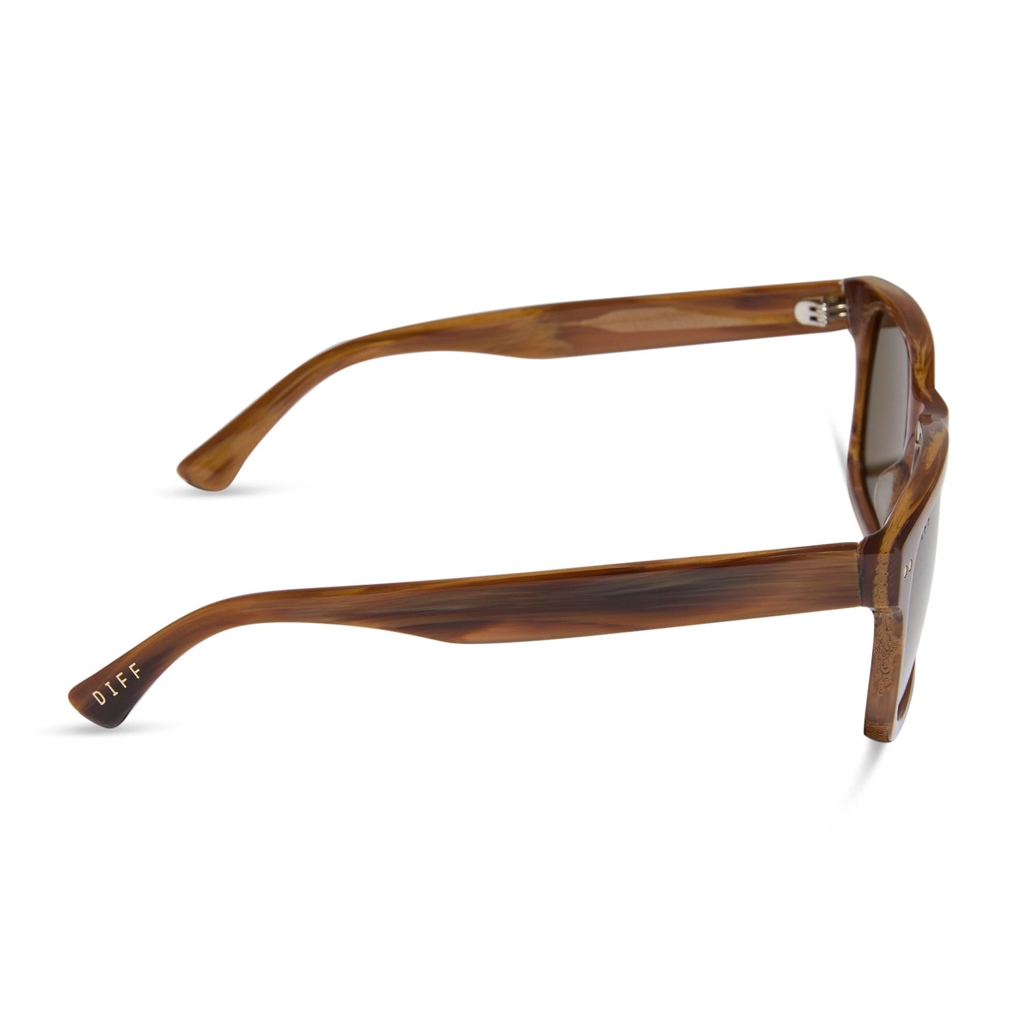 diff eyewear featuring the gino xl square sunglasses with a longhorn brown frame and brown polarized lenses side view