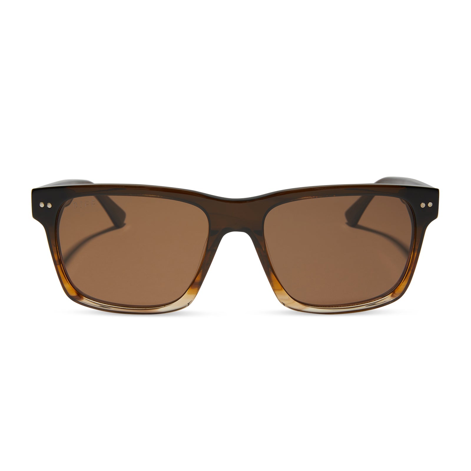 diff eyewear gino xl square sunglasses with a mocha brown gradient acetate frame and brown polarized lenses front view