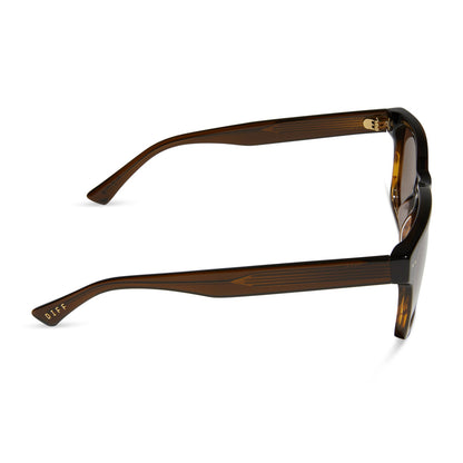 diff eyewear gino xl square sunglasses with a mocha brown gradient acetate frame and brown polarized lenses side view