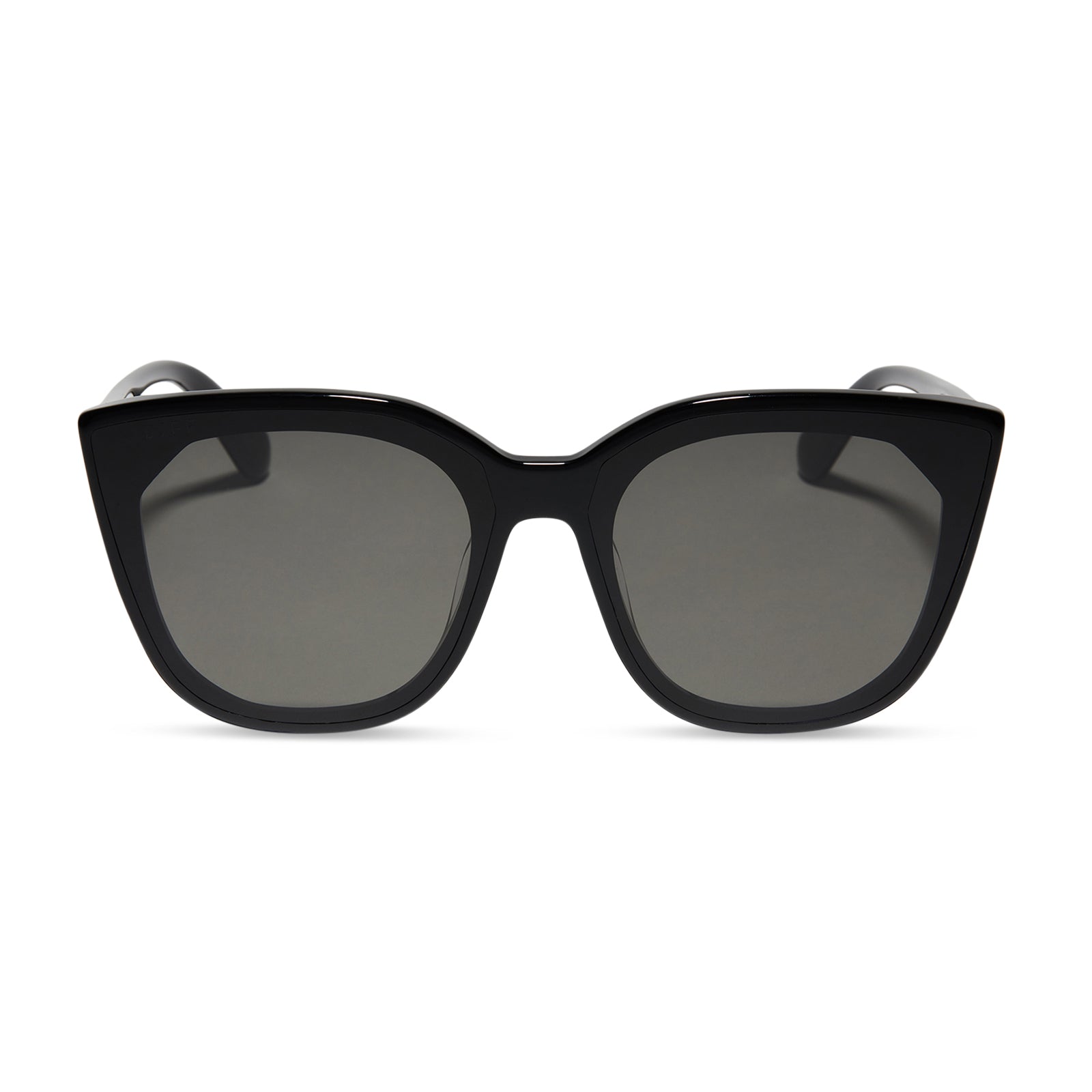 diff eyewear featuring the gjelina cat eye sunglasses with a black frame and grey lenses front view