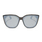 diff eyewear featuring the gjelina cat eye sunglasses with a black smoke crystal frame and grey mirror lenses front view