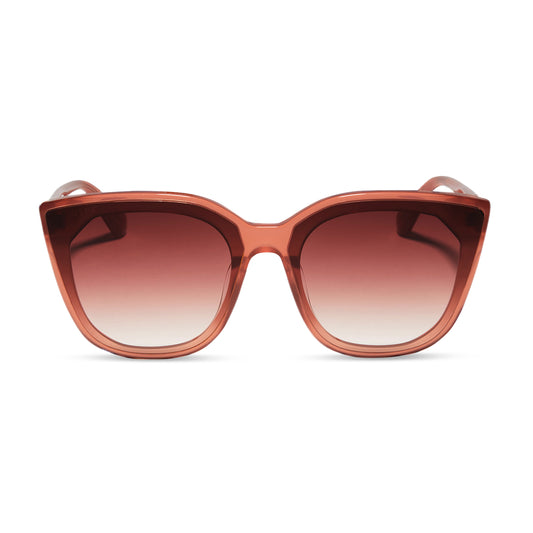 diff eyewear gjelina cat eye sunglasses with a dusky mauve frame and dusk gradient lenses front view