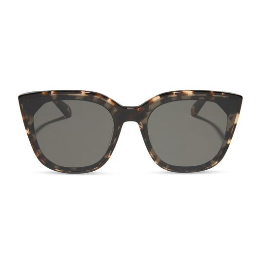 diff eyewear featuring the gjelina cate ye sunglasses with a espresso tort frame and grey lenses front view