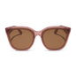 diff eyewear featuring the gjelina cat eye sunglasses with a guava frame and brown lenses front view