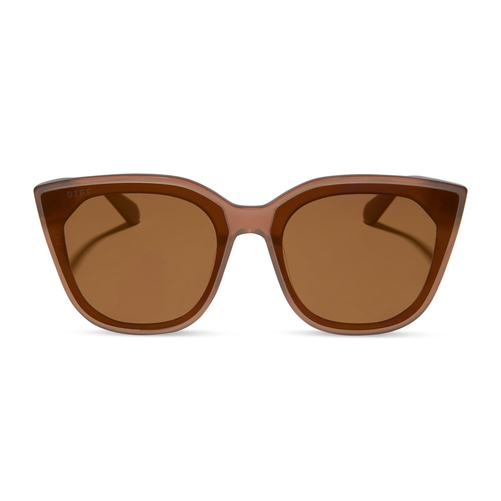 diff eyewear featuring the gjelina cat eye sunglasses with a macchiato frame and brown flash lenses front view