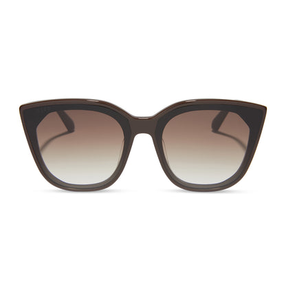 diff eyewear featuring the gjelina cat eye sunglasses with a truffle frame and brown gradient lenses front view