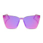diff eyewear featuring the goldie cat eye sunglasses with a bright tulip frame and pink rush mirror lenses front view