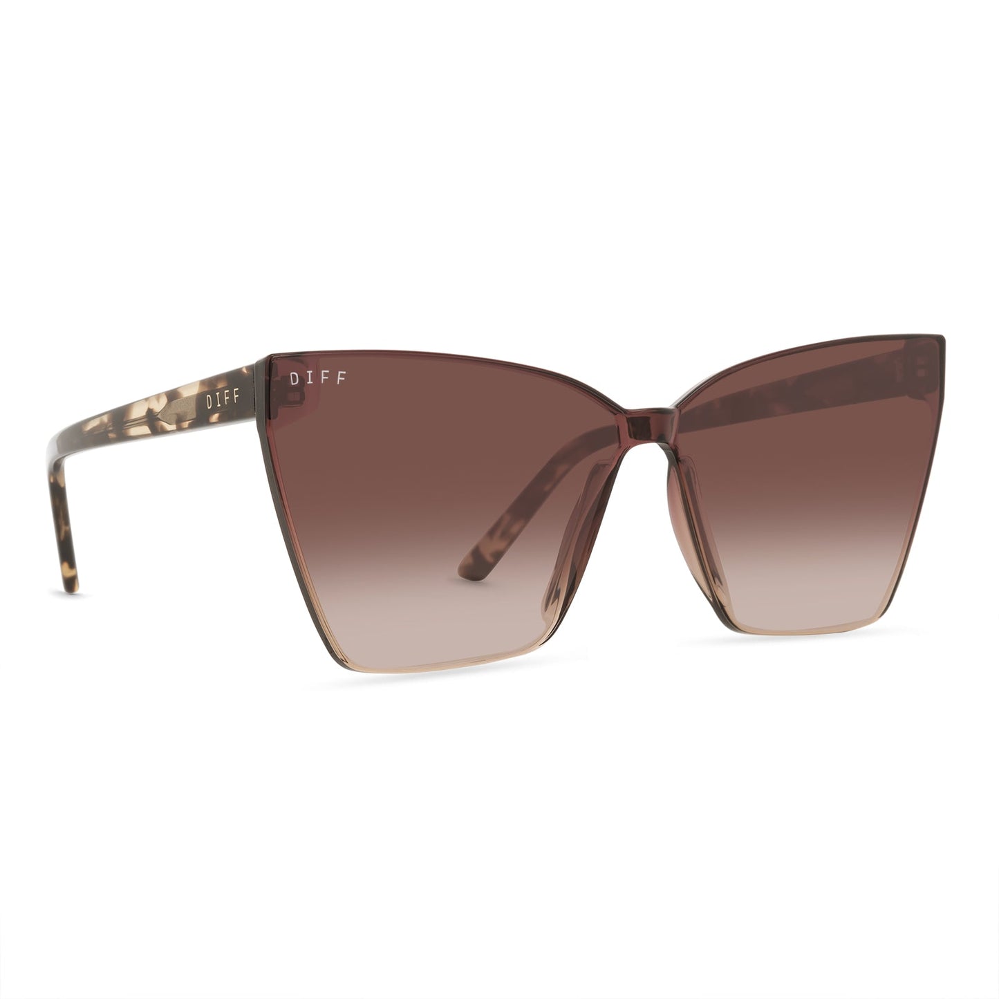 diff eyewear goldie in espresso tortoise frame with brown gradient lens sunglasses angled view