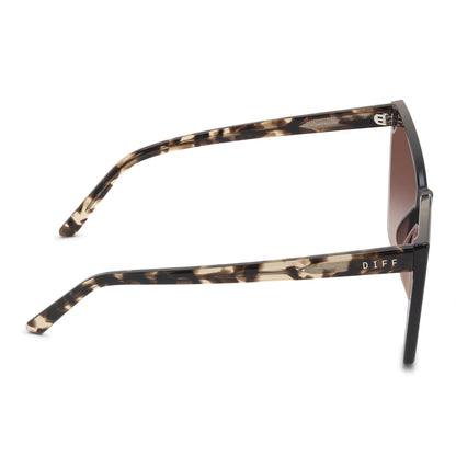 diff eyewear goldie in espresso tortoise frame with brown gradient lens sunglasses side view