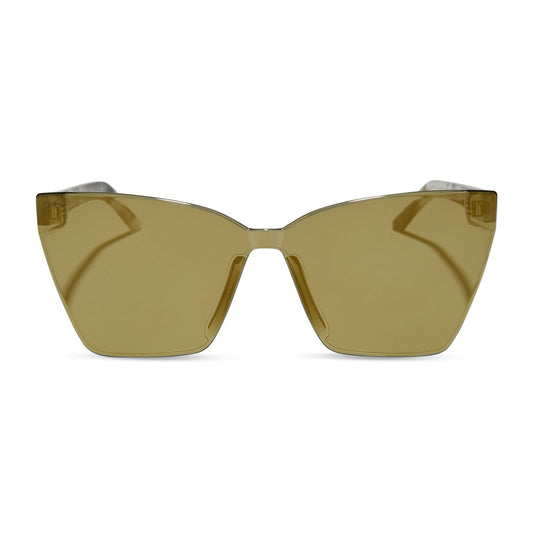 diff eyewear featuring the goldie cateye sunglasses with a kombu frame and moss mirror lenses front view