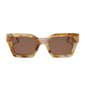 diff eyewear featuring the greer square sunglasses with a gilded tortoise frame and brown polarized lenses front view