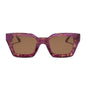 diff eyewear greer square sunglasses in a lavender haze tortoise acetate frame and brown lenses front view