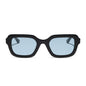 diff eyewear gwynn square sunglasses with a black acetate frame and light blue tint lenses front view
