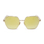 diff eyewear harlowe oversized square sunglasses with a gold metal frame and brilliant gold mirror lenses front view