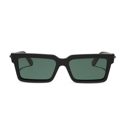 harry potter x diff eyewear featuring professor snape 2.0 square  sunglasses with a black frame and g15 lenses front view
