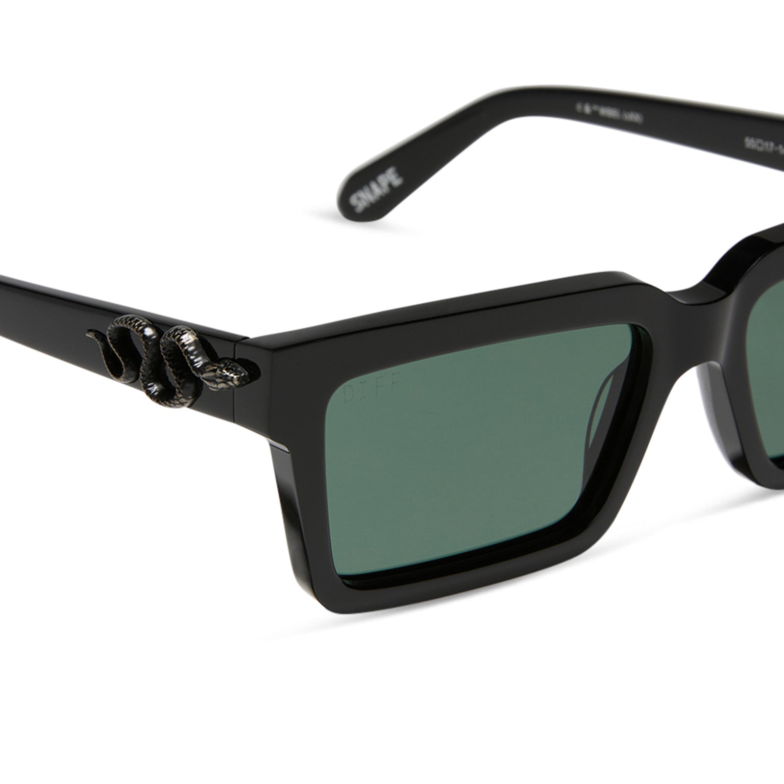 harry potter x diff eyewear featuring professor snape 2.0 square  sunglasses with a black frame and g15 lenses detailed view