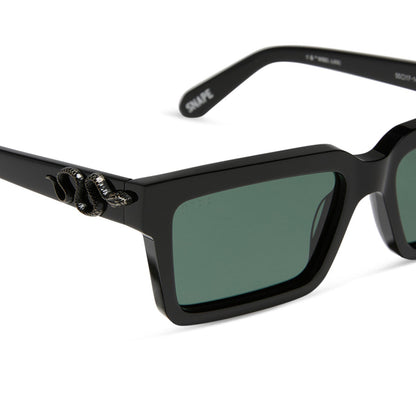harry potter x diff eyewear featuring professor snape 2.0 square  sunglasses with a black frame and g15 lenses detailed view