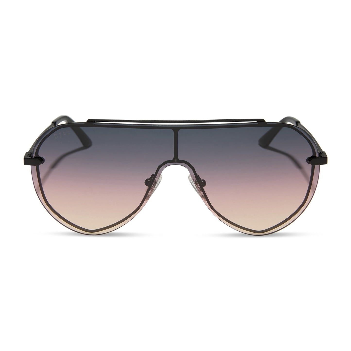 diff eyewear featuring the imani shield sunglasses with a brushed black frame and twilight gradient lenses front view