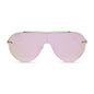 diff eyewear featuring the imani shield sunglasses with a gold frame and cherry blossom mirror lenses front view