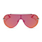diff eyewear featuring the imani shield sunglasses with a gunmetal frame and red hot summer mirror lenses front view