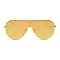 diff eyewear imani shield sunglasses with a silver frame and gold mirror lenses front view