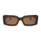 diff eyewear featuring the indy rectangle sunglasses with a animal print frame and brown lenses front view