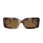 diff eyewear indy low profile rectangular sunglasses with a dove tortoise acetate frame and brown polarized lenses front view