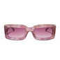 diff eyewear featuring the indy rectangle sunglasses with a fleur pink tortoise frame and wine gradient lenses front view