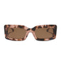 diff eyewear featuring the indy rectangle sunglasses with a himalayan brown tortoise frame and brown lenses front view