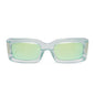 diff eyewear indy square sunglasses with a opalescent turquoise frame and turquoise ice lenses front view