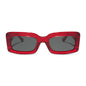diff eyewear featuring the indy rectangle sunglasses with a red hot summer frame and grey polarized lenses front view