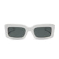 diff eyewear indy rectangular sunglasses with a white snowbound frame and grey polarized lenses front view